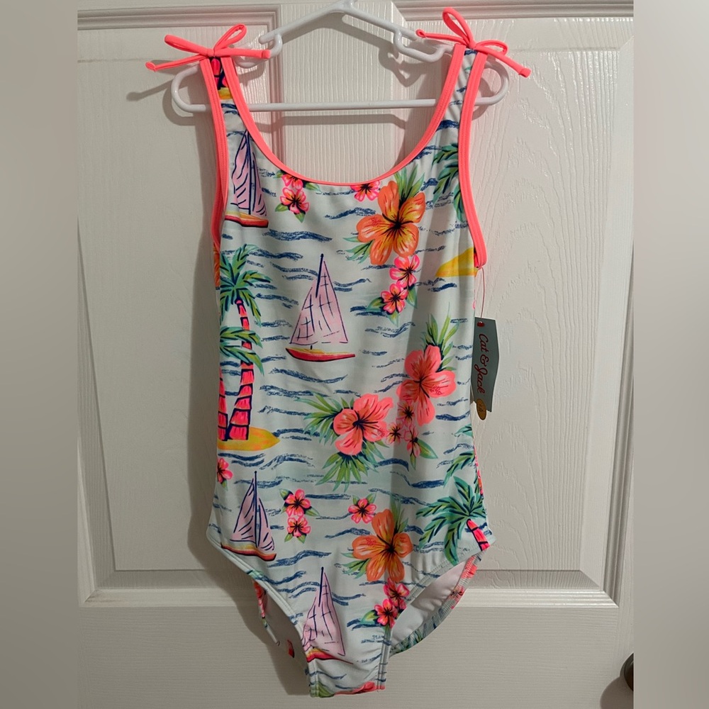 NWT- Cat & Jack Girl’s Swim Suit- Size XL (14/16)